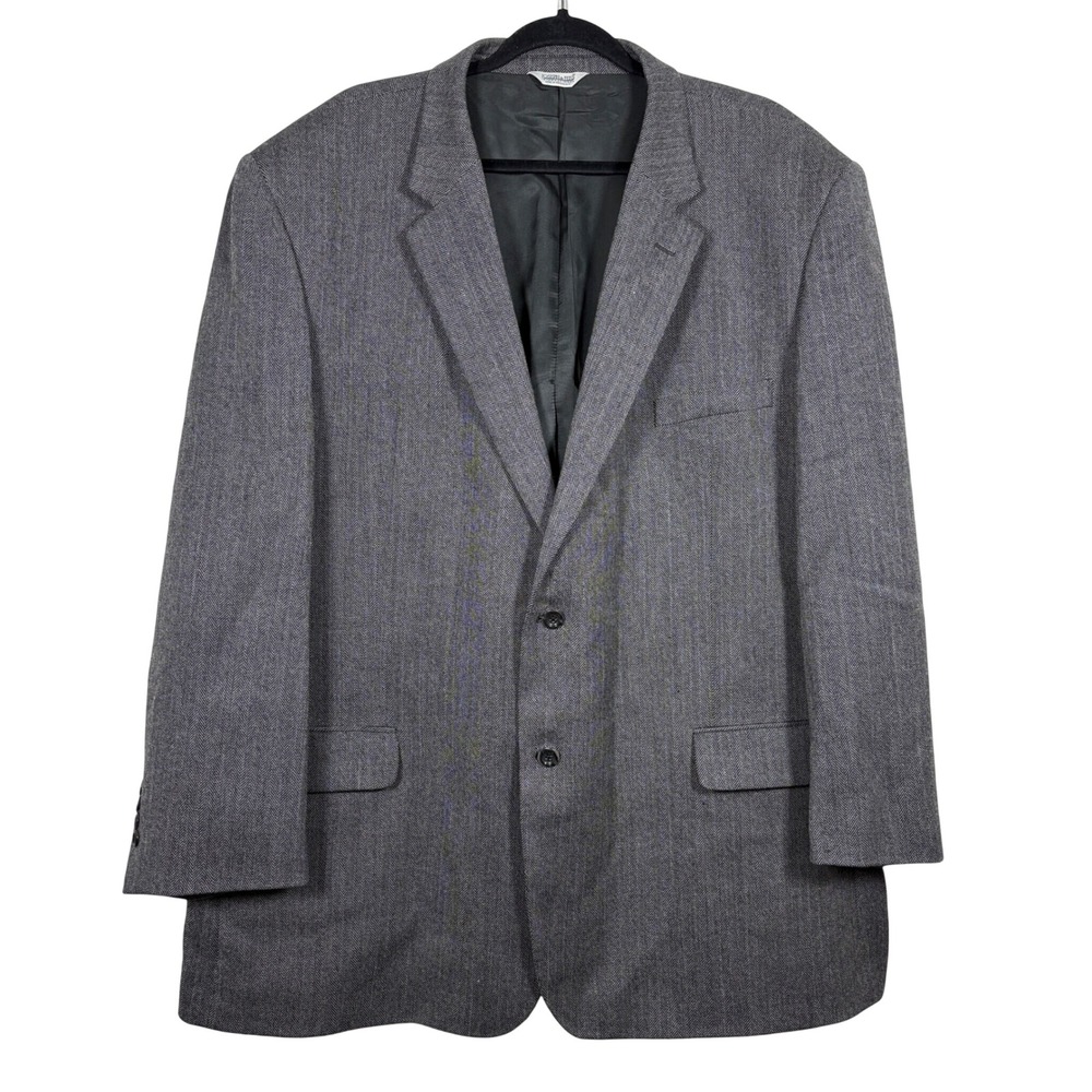 Joseph & Feiss Grey Herringbone Lambswool Blazer Men's 54L Sport Coat